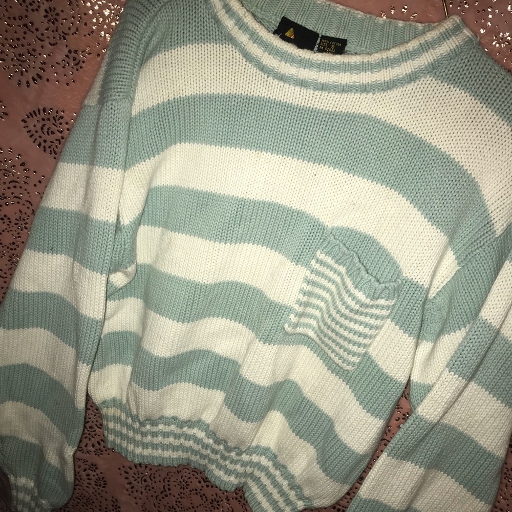 Blue and white  cropped sweater